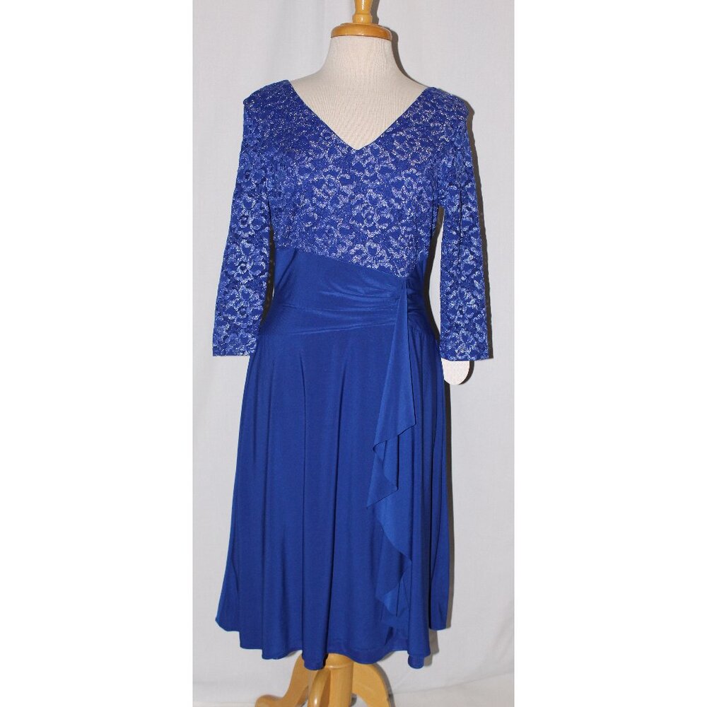 NWOT Fanny Fashion #1574 Short Jersey and Lace Formal Dress-Size XL-ROYAL BLUE